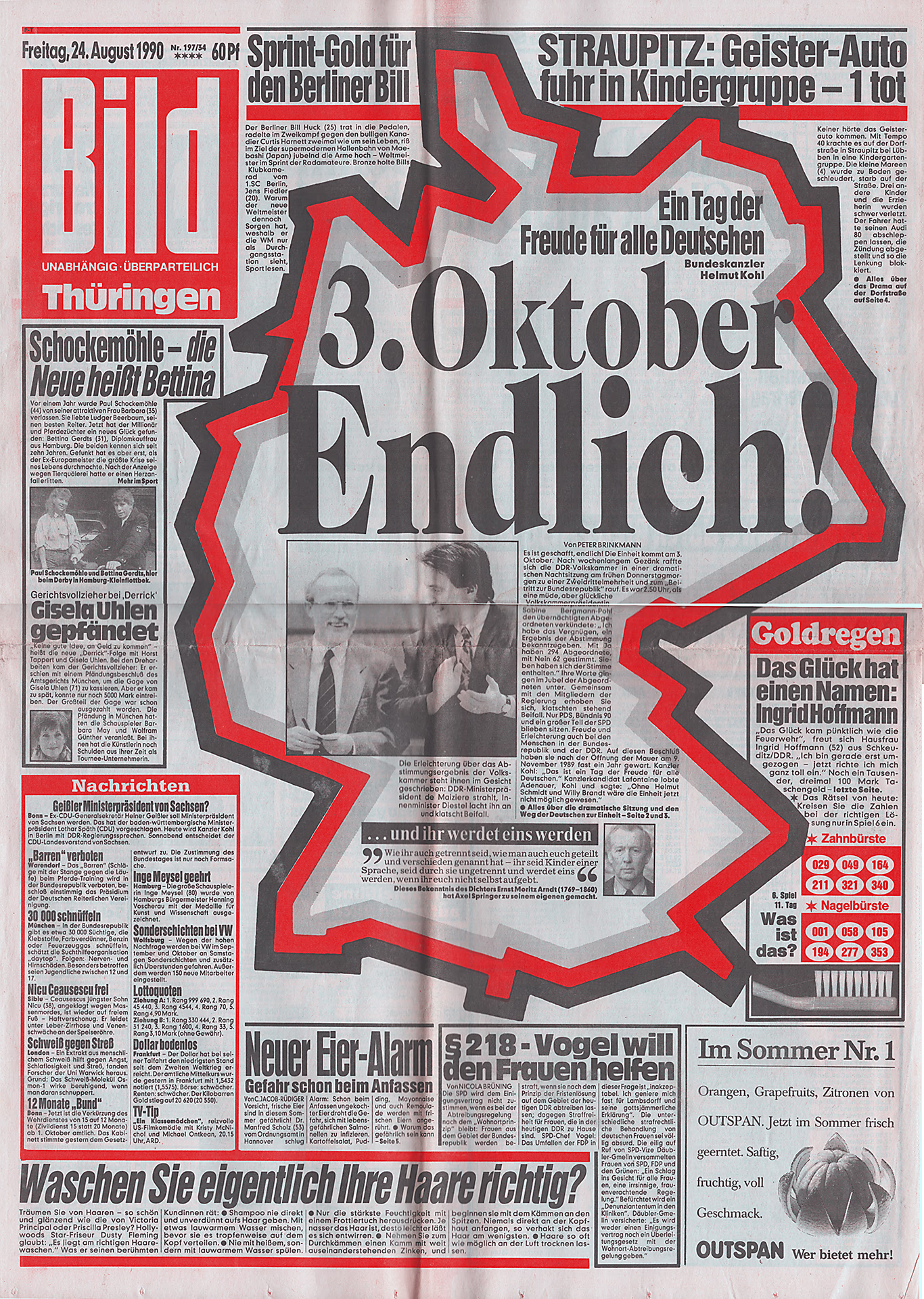 Bildzeitung - Ein Tag der Freude für alle Deutschen - 3. Oktober Endlich! - Axel Springer (gest. 1985) Bildzeitung - Ein Tag der Freude für alle Deutschen - 3. Oktober Endlich! - Axel Springer (gest. 1985)